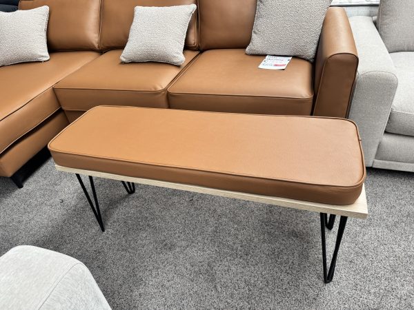 Tan Leather Left-Hand Chaise Corner Sofa + Matching Bench - Image 6