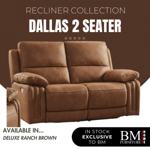 Dallas 2-Seater Power Recliner Sofa with USB - Ranch Brown Fabric