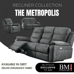 Alternative view of Metropolis 2-Seater Power Recliner Fabric Sofa with USB