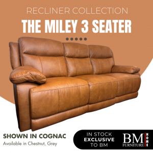 Miley 3 Seater Sofa with Power Recliner & Adjustable Headrest