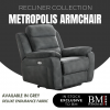 Metropolis Power Recliner Fabric Armchair with USB