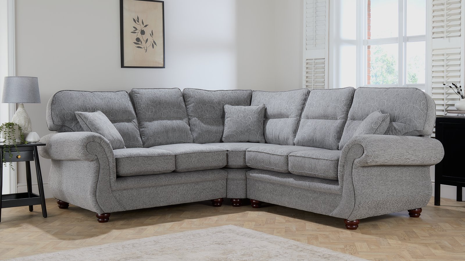 The Bowland bespoke corner sofa in grey fabric