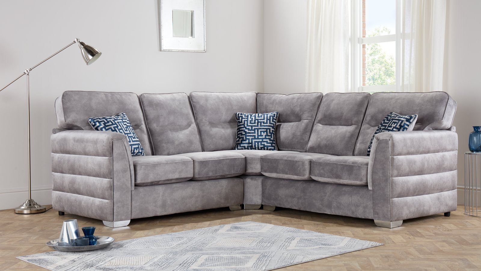 The Chester bespoke corner sofa in light grey fabric