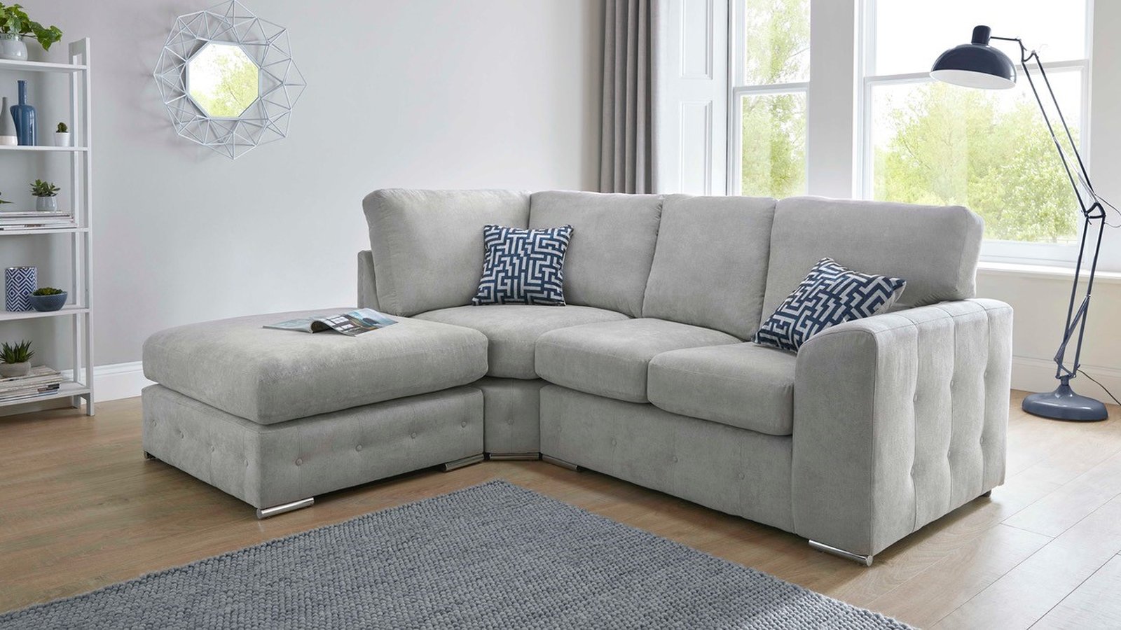 The Greenwich bespoke corner sofa in silver fabric