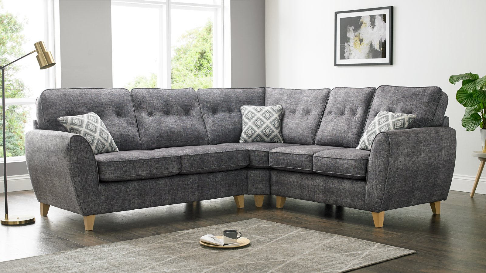 The Patterdale bespoke corner sofa in charcoal fabric