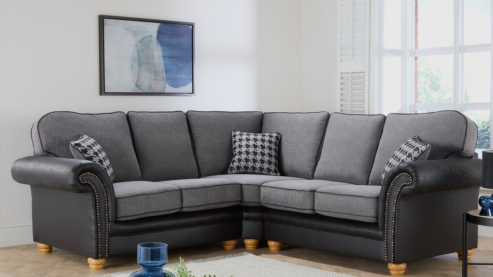 The Regent bespoke corner sofa in charcoal fabric
