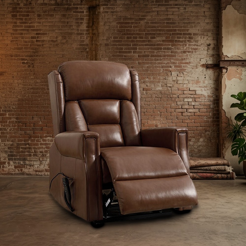 A riser recliner chair with its footrest raised at BM Furniture