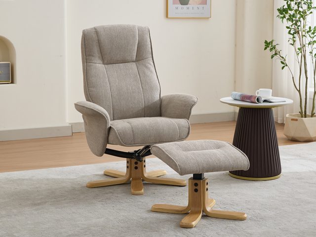 The Jefferson swivel recliner and footstool in Camel fabric
