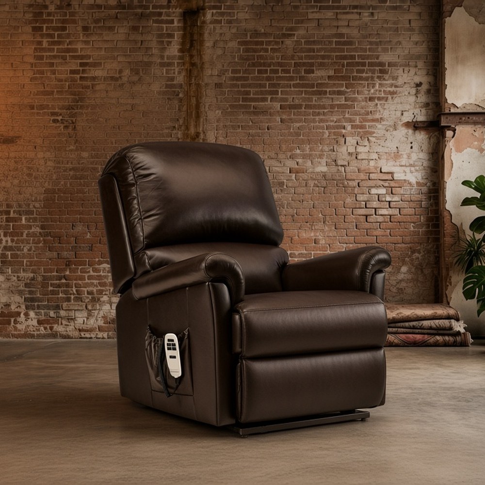 Sherborne Nevada riser recliner chair in dark brown leather